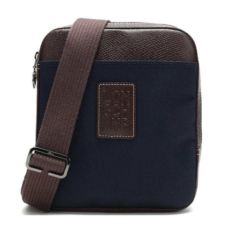 Longchamp Boxford 19 Zipper Closure Logo Leather Trim Shoulder Crossbody Bag Small Men Shoulder Bags Blue 1712080127 Blue