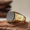 Stylish and Retro Black Onyx Rings, Simple and Business-like, Are Made of 316L Stainless Steel with 18k Gold Plating.