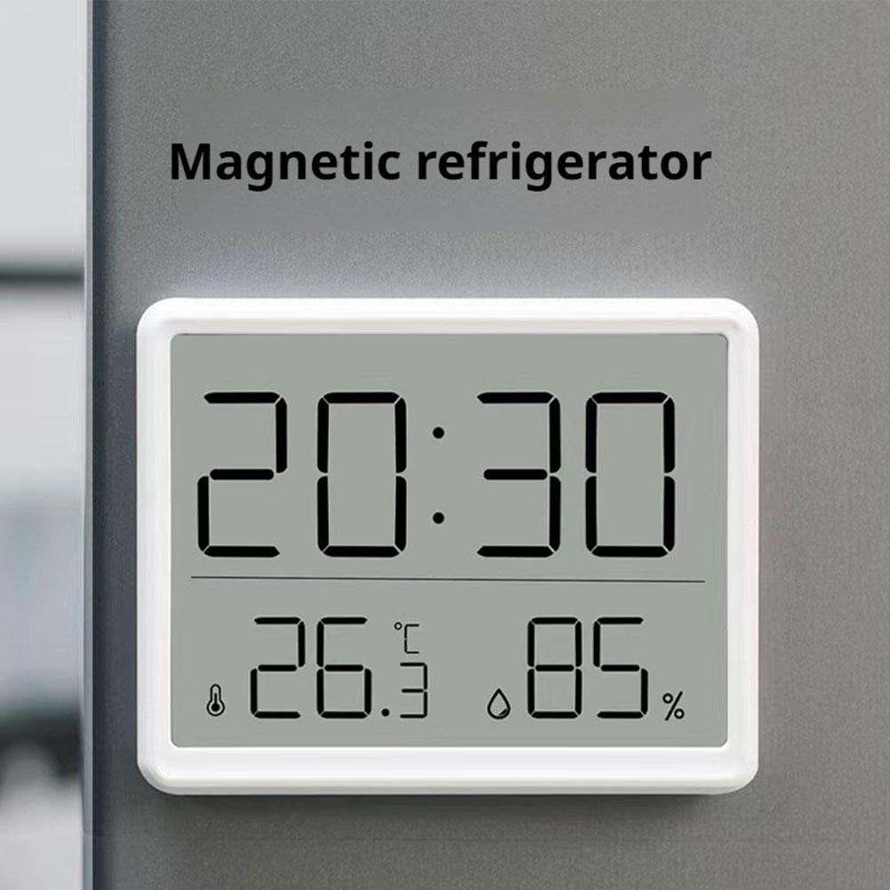 Magnetic LCD Digital Clock Wall Mounted Refrigerator wall Alarm Clock Ultra Thin Desk Clock for Bedside Living Room