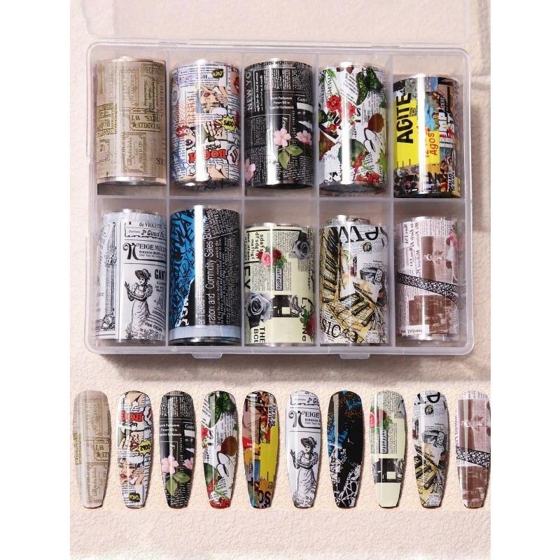 10pcs/Box Leopard Print Nail Art Transfer Foils Nail Accessories DIY Nail Stickers Nail Art Supplies