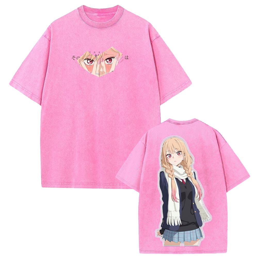 Harajuku Anime My Dress-Up Darling T-shirt Marin Fashion Washed T Shirt Men Women Clothing Summer Short Sleeve Cotton Tees Tops