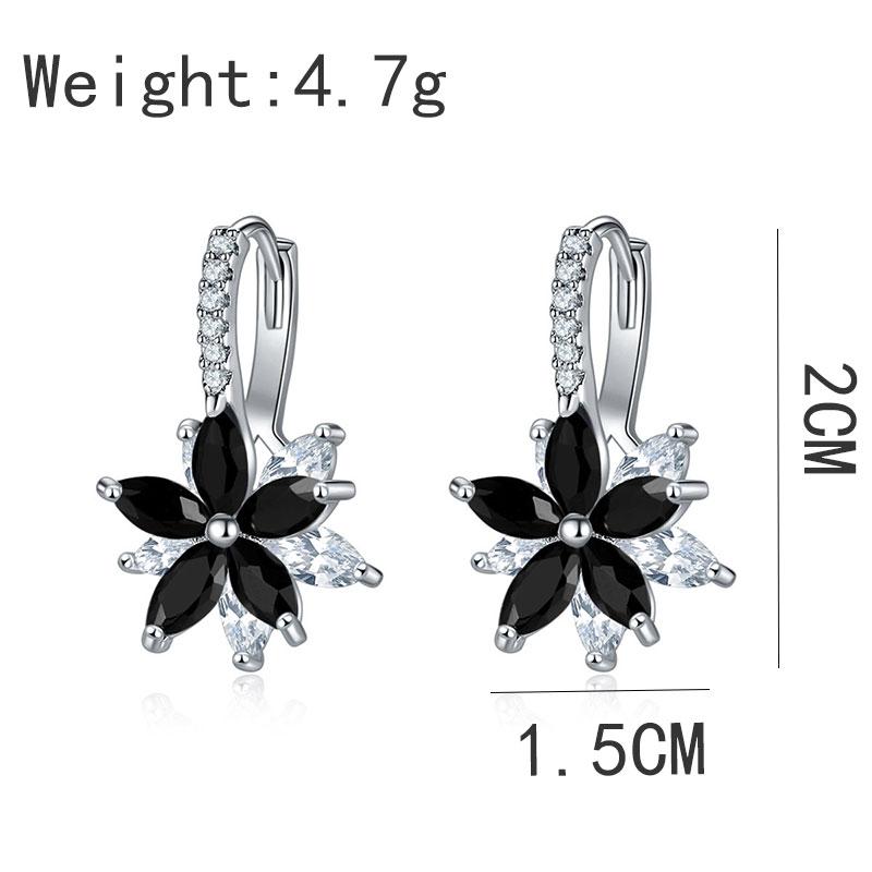 HUAMI Double Layer Flower Earrings Hoop Ear Clip With CZ Zirconia Design Big Jewelry For Wedding Women Earrings Dangle Drop