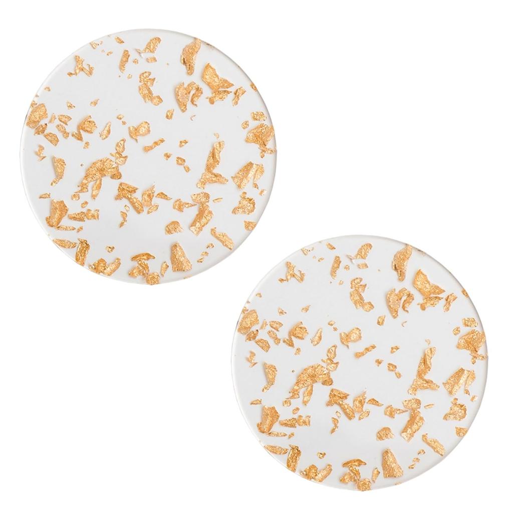 Lunari Gold Acrylic Coasters, Set of 2, Gold Leaf, Round, Washable, Teacup Holder, Round, Interior, Cafe