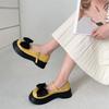 Mary Jane bow fashionable versatile flat-soled small leather shoes 2025 spring muffin thick-soled height increase sweet small single shoes