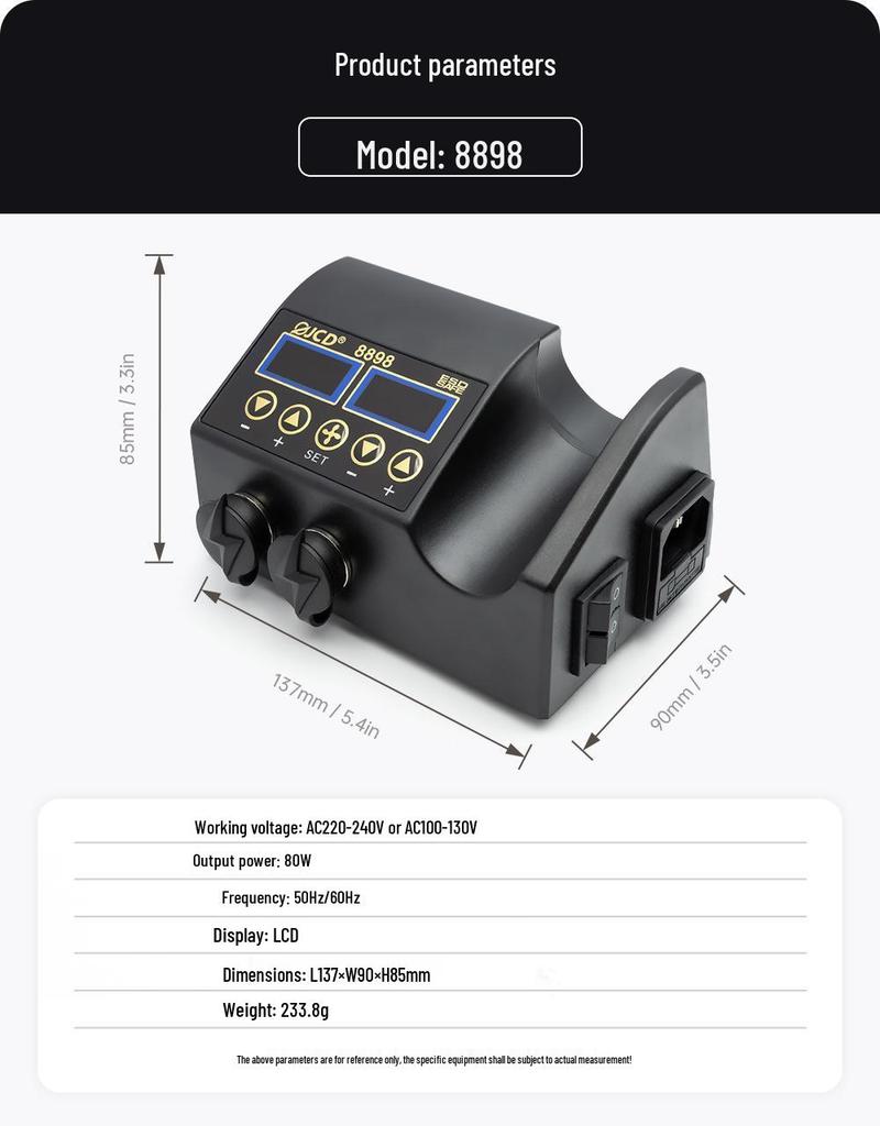 JCD 8898 Dual Digital Display 750W Hot Air Gun & Temperature-Controlled Electric Soldering Station