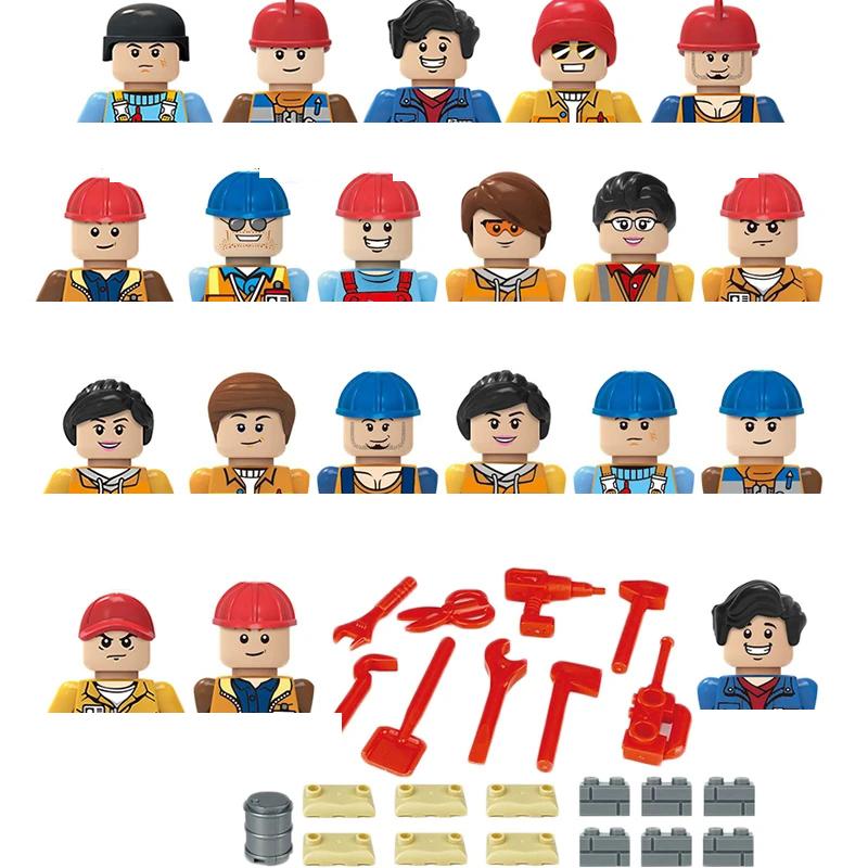 Non-Toxic City Characters Action Figures Building Blocks Policeman Teacher Fireman Occupation Mini Figurine Dolls Bricks Set Children Toys