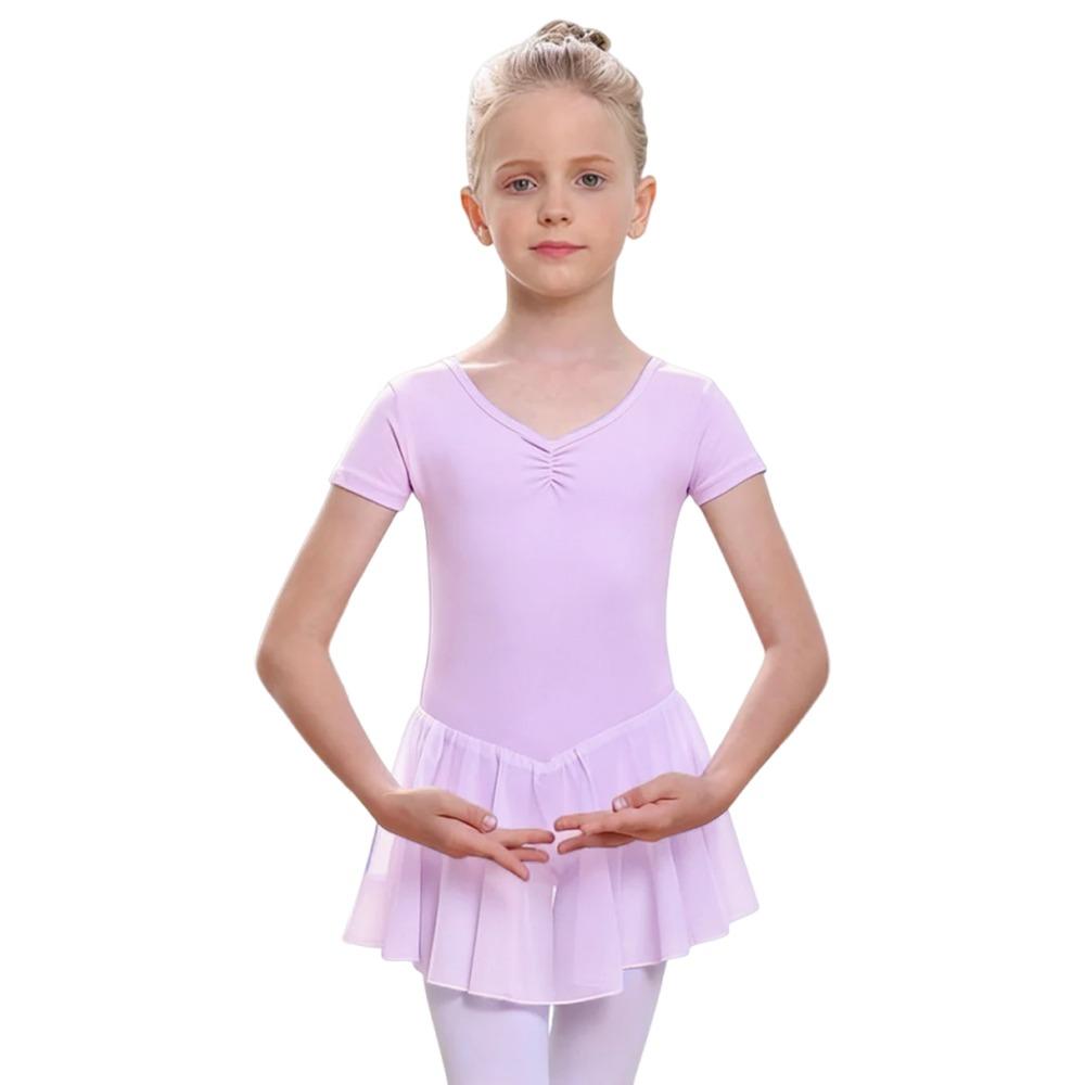 

Fashion Short Sleeve Ballet Dress Cotton Bowknot Ballet Leotards Body Shaping Professional Dancewear Children 120CM фиолетовый