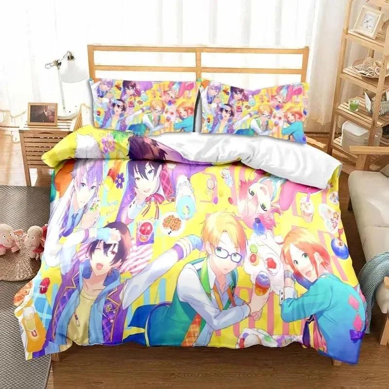 3D Anime Rockband Ensemble Stars Ganzjahres-Einzelbettwäsche-Set 3-teiliges Bettdecken-Set Bettbezug Doppel-King Bettdeckenbezug