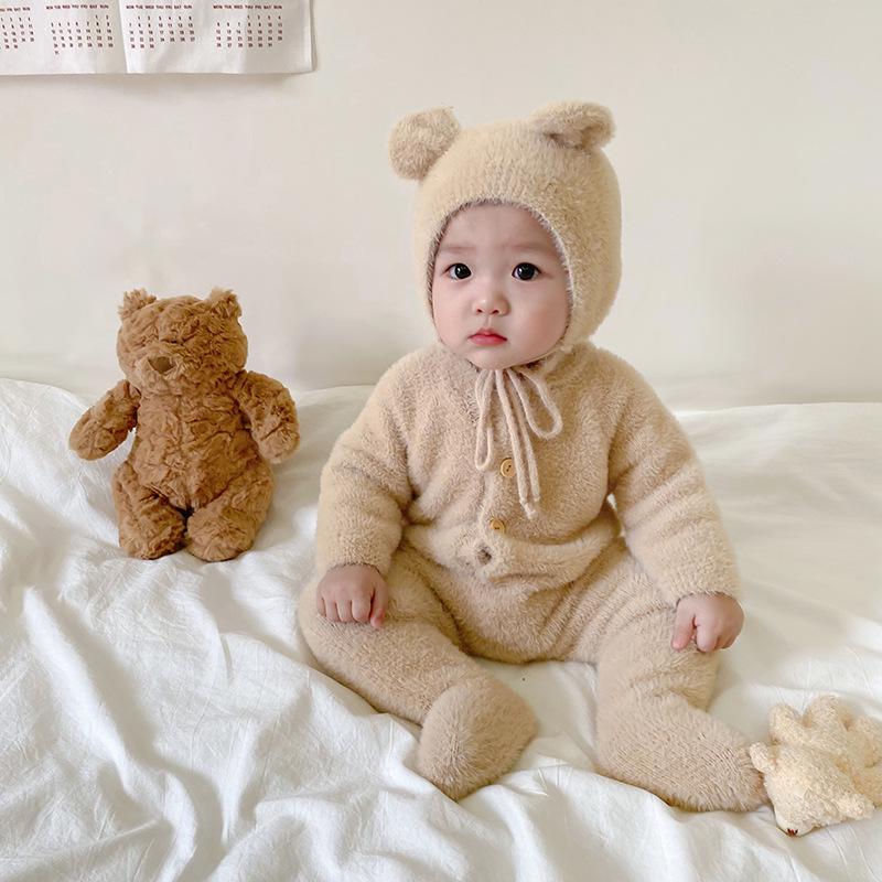 Influencer Baby Autumn Onesie Cute Bear Mink Velvet Romper
