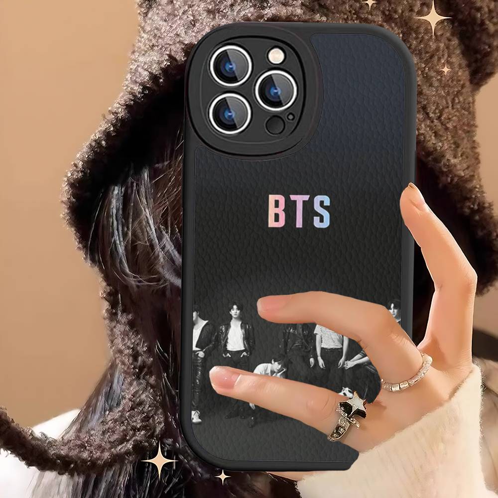 Custodia per Telefono in Pelle Kpop BTS Bangtan Boys Per IPhone 16 15 14 13 12 11 Pro Max Plus Cover