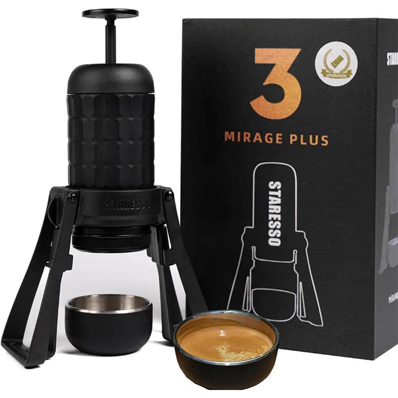 STARESSO Plus Portable Coffee Maker,Specialty Stainless Steel Pump 20Bar,Manual Hand Coffee Maker for Traveling Camping Hiking Office Home