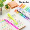 Shuttle Art Highlighter Pastel Neon Chisel for Diary Card SNS Pens, 12-Pack, Retractable, & Colors, Soft, Vibrant, Water-Based, Tip, Quick-Drying,