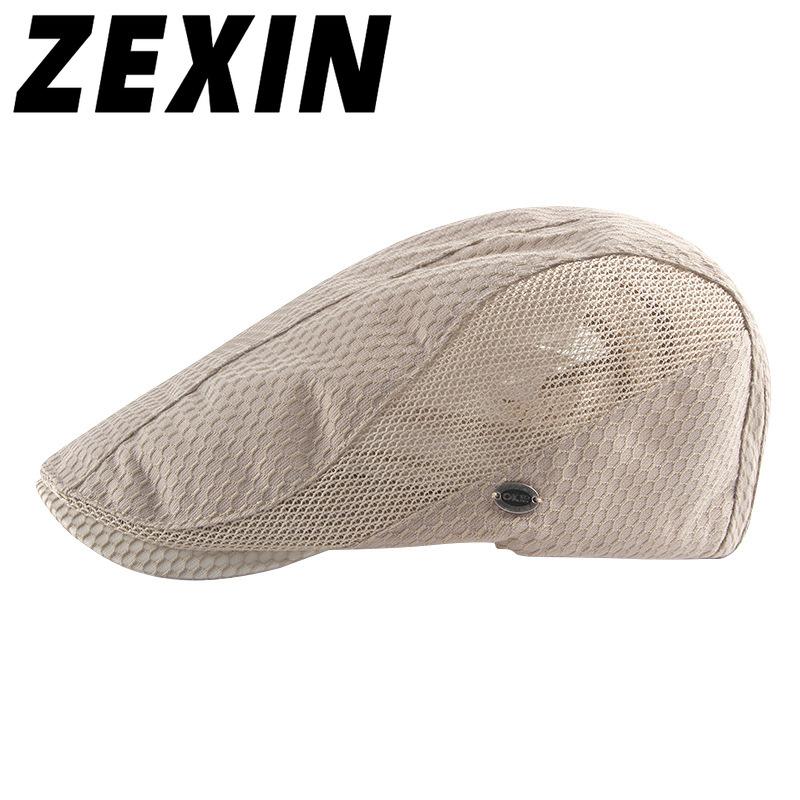 ZEXIN Mesh Beret Hat Men's Summer Outdoor Sunscreen Sun Hat Light Breathable Duck Tongue Cap Female Fashion Casual Cool Cap