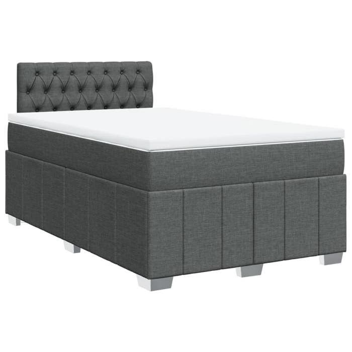 VidaXL Slat Bed Base with Mattress Dark Grey 120x190cm Fabric 3287015
