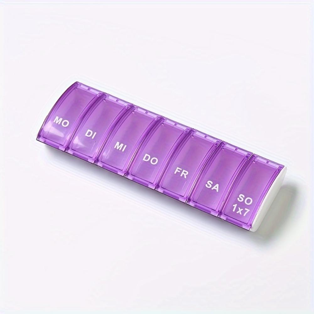 7Day Pill Organizers with Labeled Compartments Monday to Sunday Color-Coded for Travel And Daily Use Featuring a Vibrant Familie