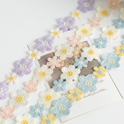 Embroidered Flower Ribbon 9.84Ft Lace Trim Sun Flower DIY Ribbon Lace Sewing Embroidery Ribbon for Wedding Dress Hairband Clothes Decoration