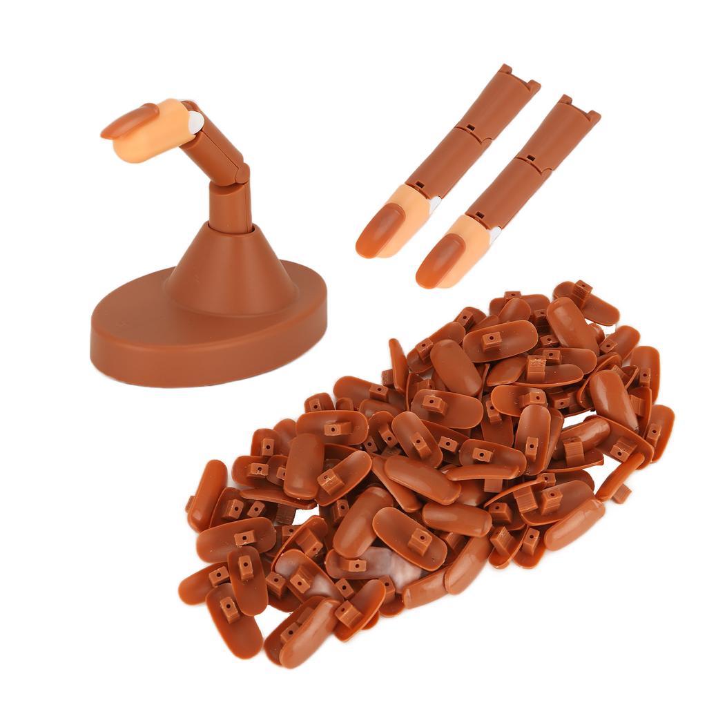 Nail Art Training Practice Finger Bendable Joints False Nail Tips Finger Mannequin with Base