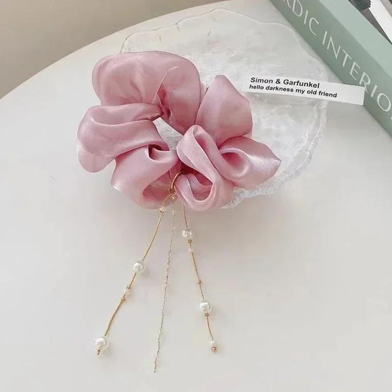 Girl's Fashion Tassel Pearl Curly Hair Tie Gentle and Elegant Headband Girl's Temperament Hair Accessories Creative Gifts Decor