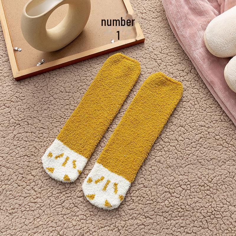 Women's Non-Shedding Coral Fleece Socks, Thick & Warm, Mid-Tube Design for Comfortable Home & Sleep Wear