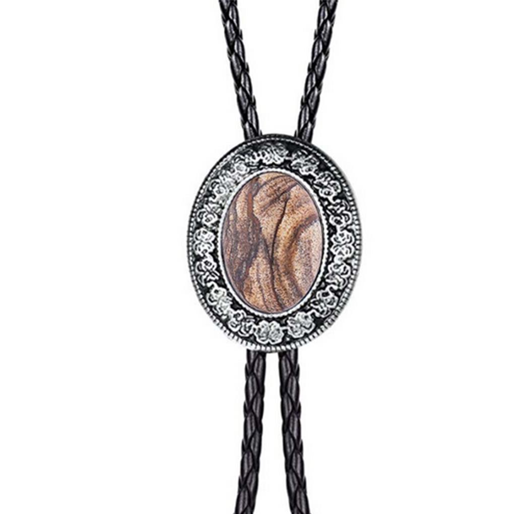 Vintage Metal Stone Black Hat Bolo Tie with Gemstones Leather Rope Pendant Necktie Jewelry Western Tie Western Necklace Costume