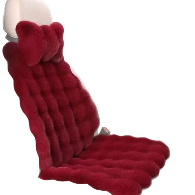 Winter Velvet Car Seat Cushion Set - Thickened Plush, Warm, 3-Piece with Backrest