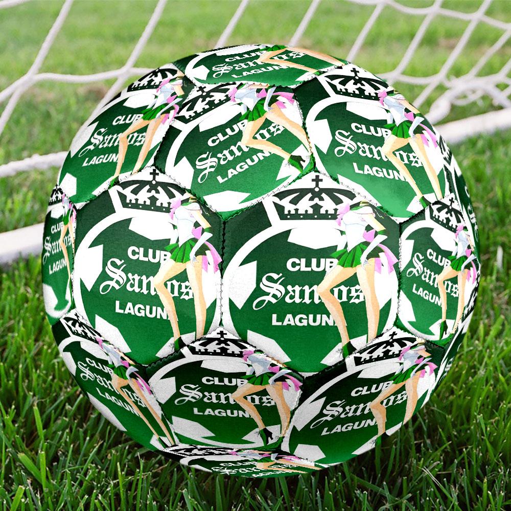 Club Santos Laguna Print Size 5 Soccer Ball, Standard Match Football for Sports Game and Team Practice, Ideal Gift for Soccer Fans