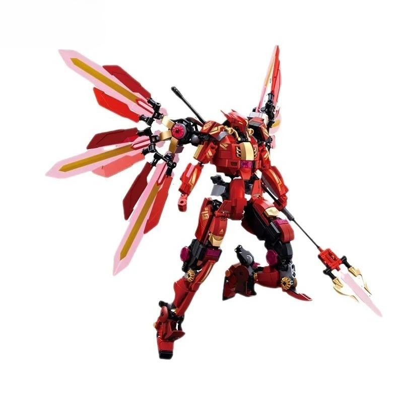 

511PCS Red Halberd Athena Building Blocks Flame Mecha Bricks Figure Model Bricks Desktop DIY Toys for Kids Holiday Gifts No Box