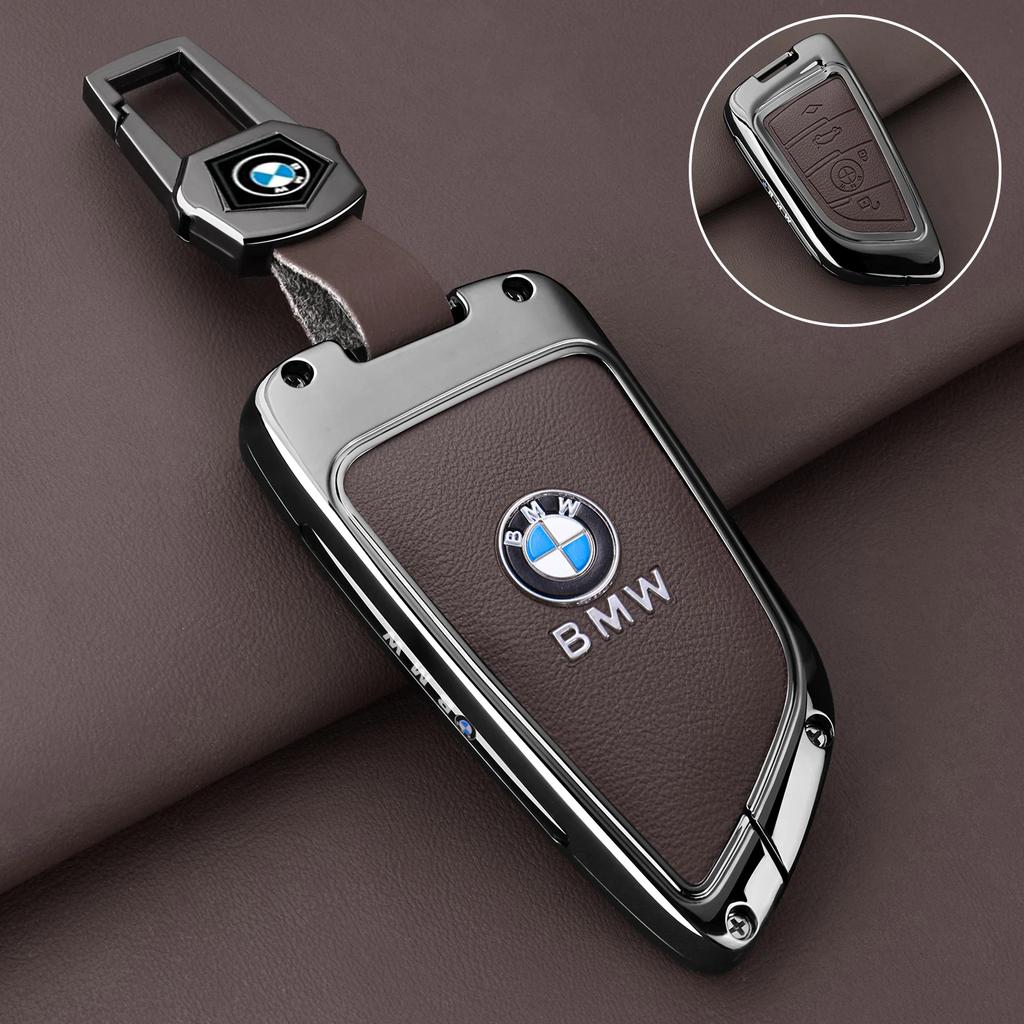 BAGC4 2026 Car Sticker Premium Leather Key Case Shell Buckle Special Car Key Cover For BMW X1 X3 X5 X6 X7 1 3 5 6 7 Series G20 G30 G11