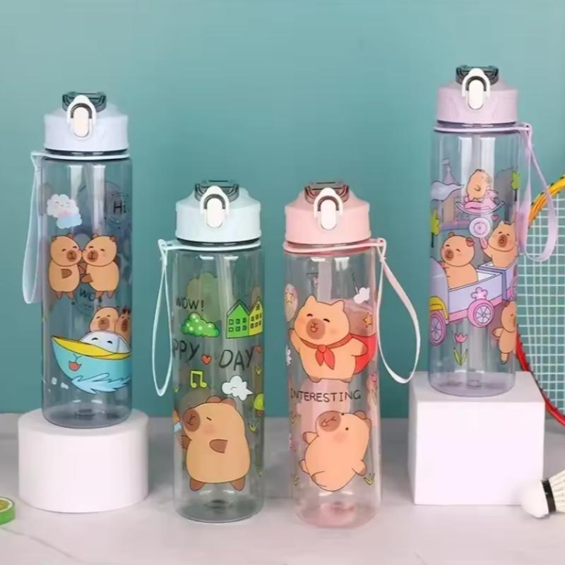 750ML Kids Water Sippy Cup Creative Cartoon Cup with Straws Leakproof Water Bottle Outdoor Portable Children's Plastic Water Cup