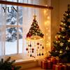 Staggered Light Pendant Lighted Christmas Ceiling Hanging Decor, Pre-Lit Tree Bell with LED Warm LED, Porch Doorway Holiday Ornament, Indoor