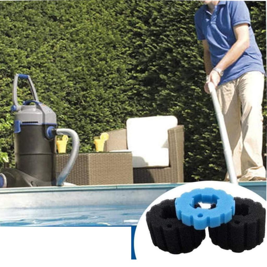 OASES Vacuum Cleaner Bucket Replacement Foam Filter Set, Washable Filter Pads for Maintenance, 1 Blue Sponge and 2 Black Sponges