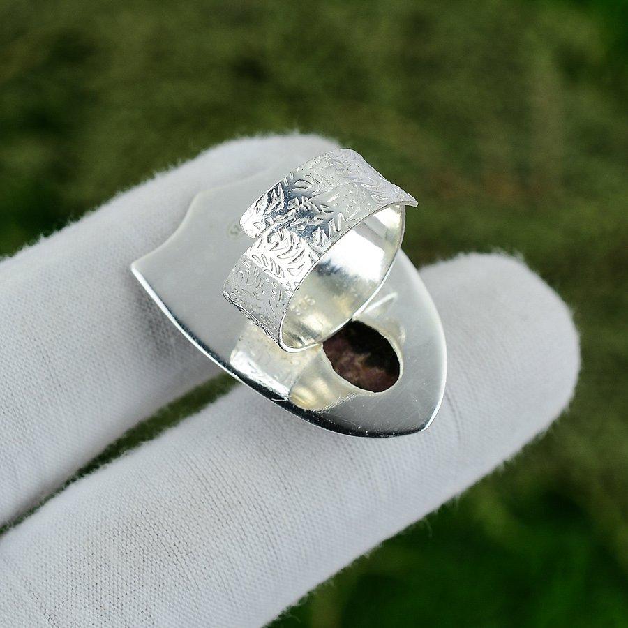 Mothers Day Sale 925 Silver Rhodonite Gemstone Statement Solitaire Birthday Ring