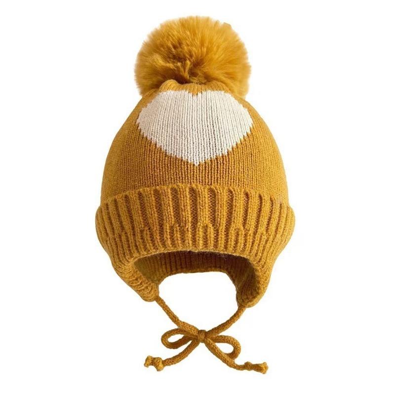 Platform, Love Knitted Baby Children's Hairball Cap, Braid, Fleece Warm Cap