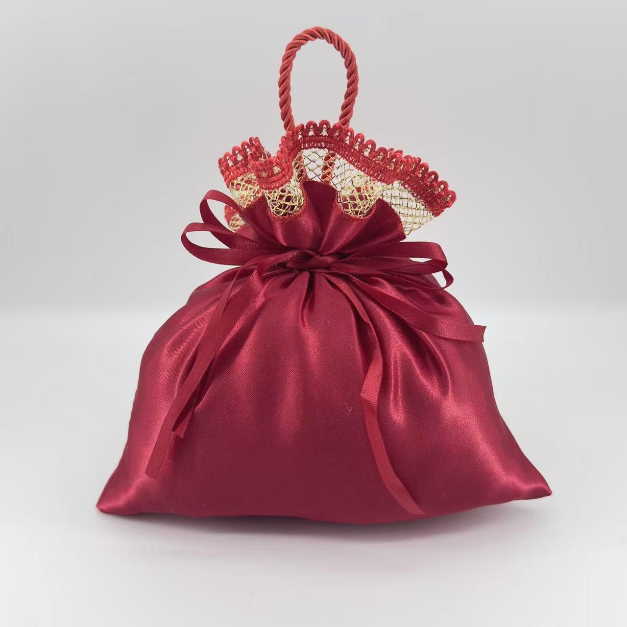 Chinese-Style Velvet Wedding Candy Bags - Creative Handheld Design