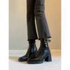 Retro square head thick heel thin boots woautumn winter belt buckle versatile British style high heel short boots