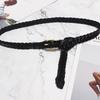 O Punching Women's Thin Belt, Summer Genuine Leather Woven Decorative Versatile with Skirt Waist Holiday Belt
