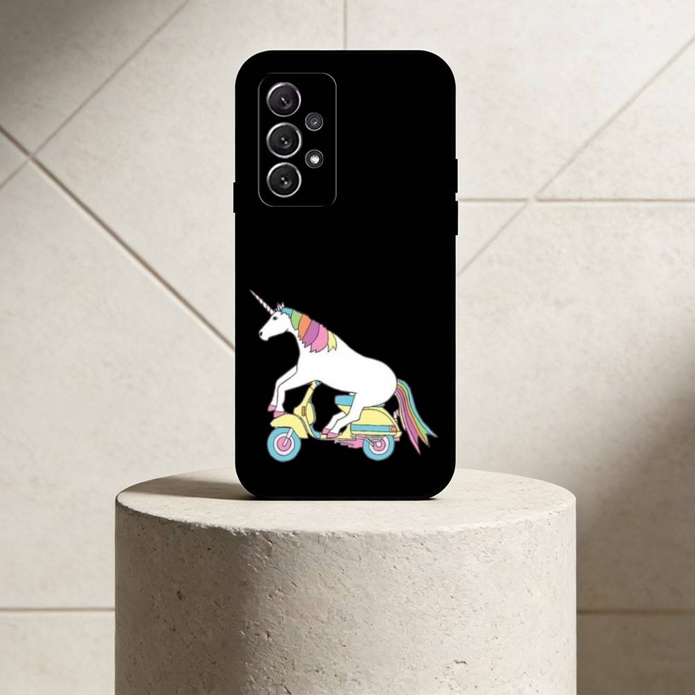 Q V-version Unicorn Phone Case For Samsung S25,24,21,22,23,30,Ultra,20,Plus,Fe,Lite,Note Soft Black Cover