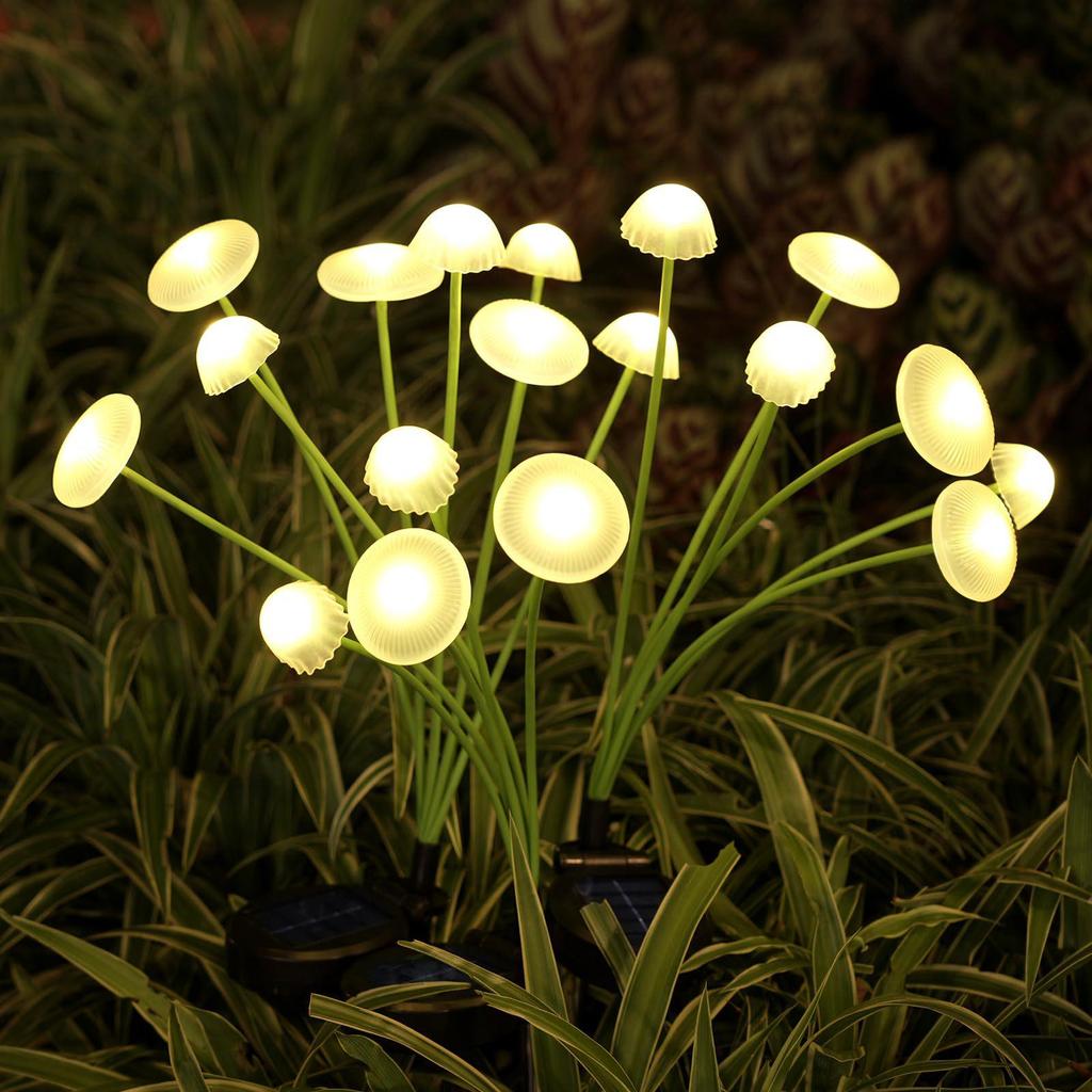 Pilzform Solar-LED-Lichterkette, Wasserdichte Outdoor-Campinglichter, Quallen-Design mit Windbetrieb