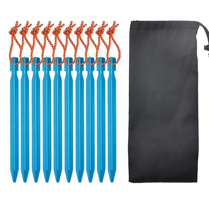 Ultra-light Aluminum Camping Tarp Set: Tent Stakes, Windproof Rope & Buckles, 18cm Triangular Ground Stakes