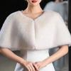 1Pc Polyester Fiber Wedding Dress Wedding Shawl Warm Scarf Dress Accessories Winter Long Hair Fur Shawl Cheongsam