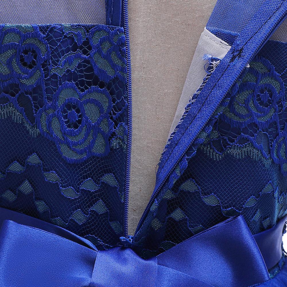 Flower Girl Princess Dress For Weddings Summer Kid Formal Bow Long Gown For School Evening Party Children New Year Cloth LP-227