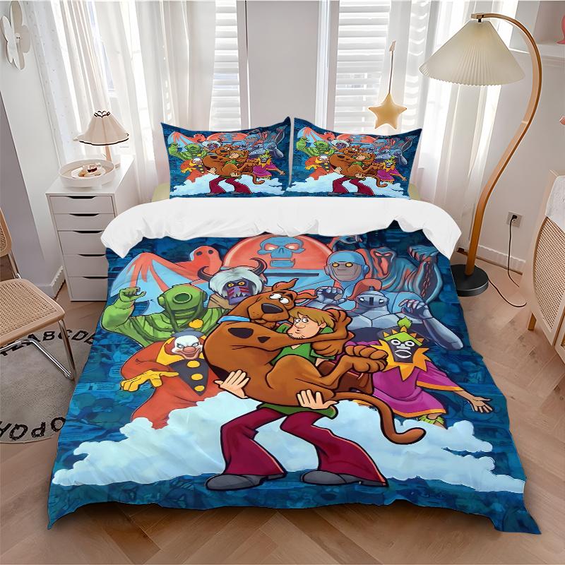 3pcs Scooby Doo and the Mystery of the Cosmic Creatures Quilt Cover Set (1 Quilt Cover + 2 Pillowcases Without Pillow Core), High-Definition Prin