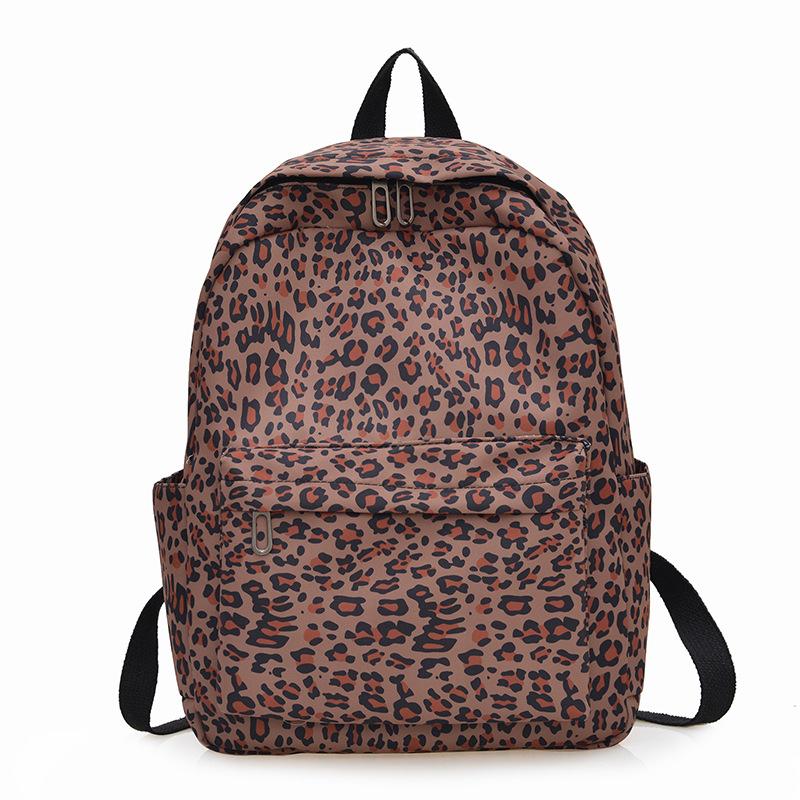 Schoolbag New College School Bag Female Junior High School Retro Leopard Print Backpack Lightweight High School Computer Travel Backpack