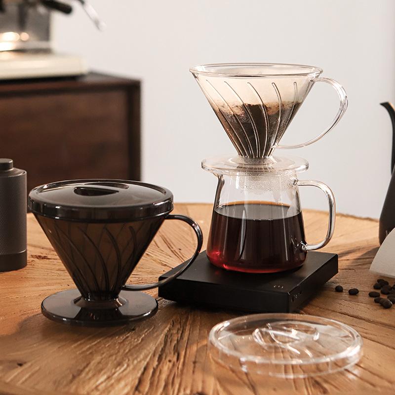 Pour Over Coffee Filter Cup V60 Plastic Dripper Funnel Reusable Manual Drip Coffee Maker Cone for Home Cafe Brewing