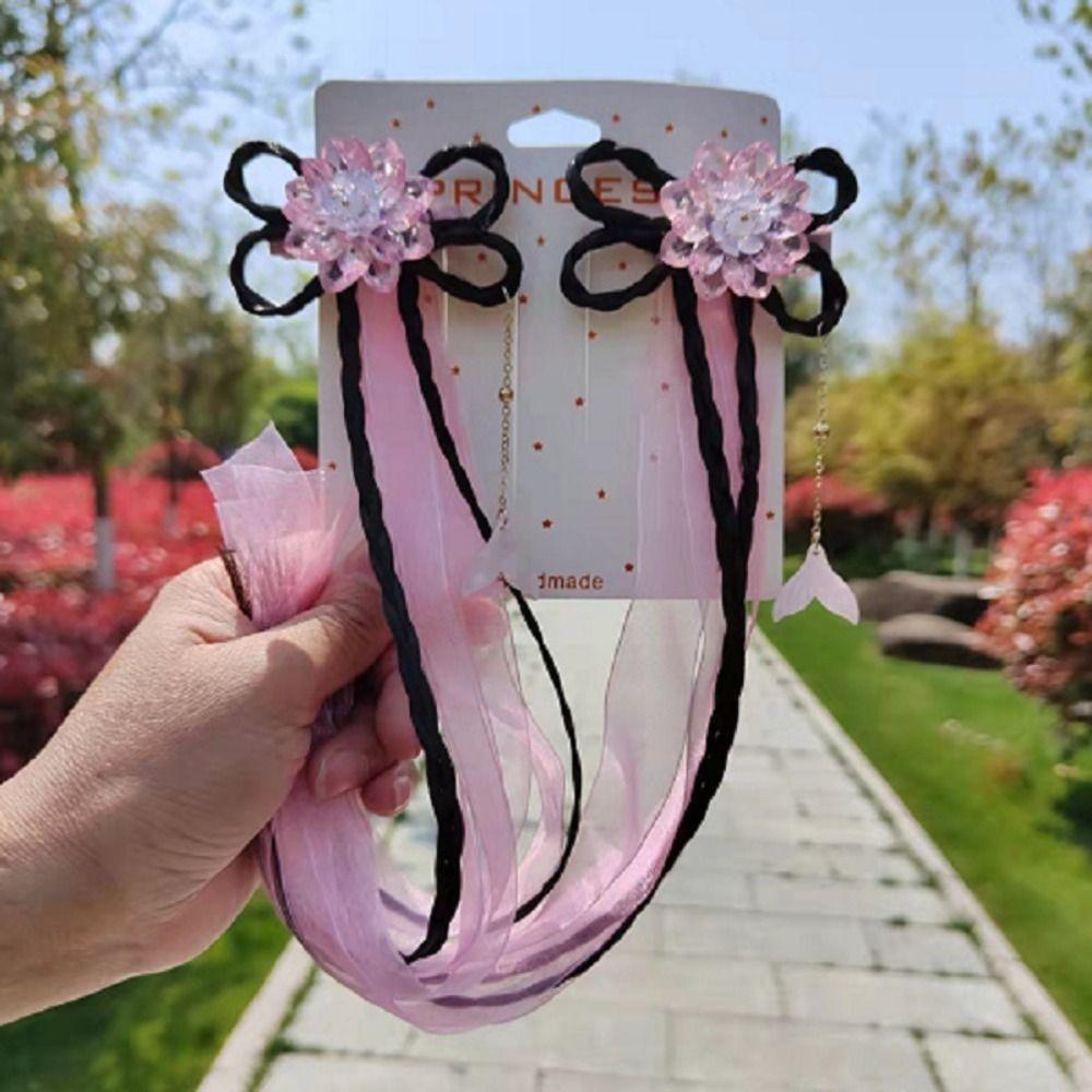 Wig Hanfu Braid Hairpin Kids Headwear Flower Tassel Hair Clips Chinese Style Butterfly Hairpin