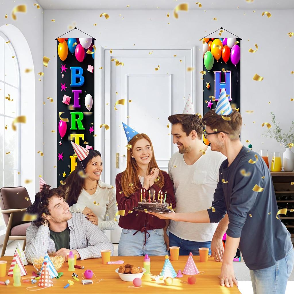 Happy Birthday Door Banner Decorations Porch Banners for Men Women Birthday Porch Sign Party Supplies Decoration for Outdoor Indoor Birthday Decor