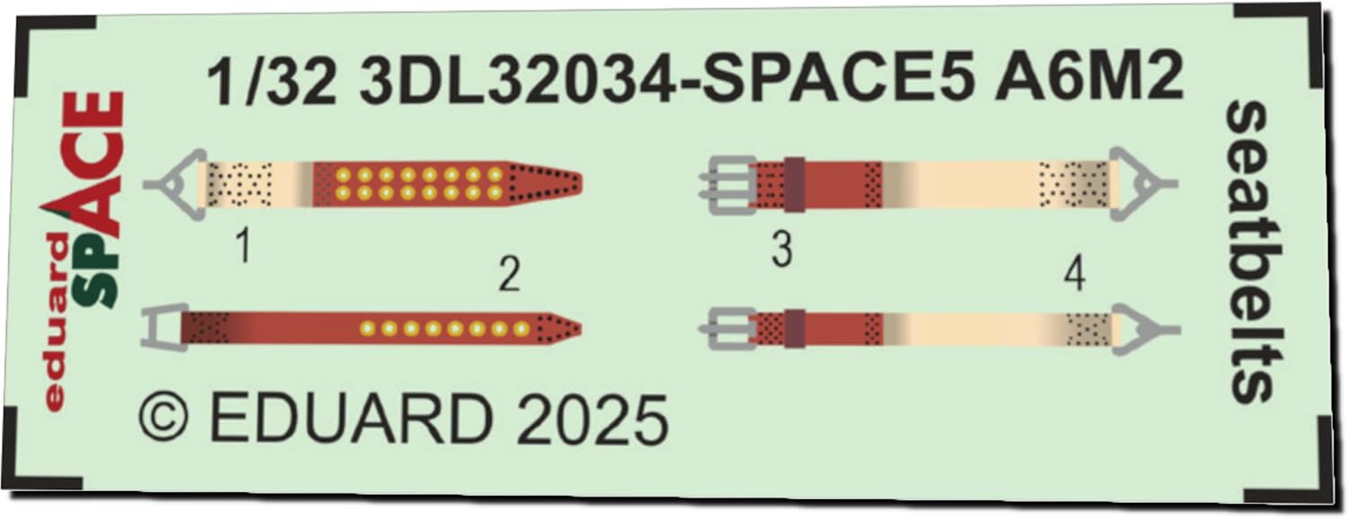 

Eduard Space Mitsubishi Zero Fighter Модель 52 Ремни безопасности 3D Декаль Декаль для пластиковой модели EDU3DL32034 1/32 (для Тамии) (Самолет)