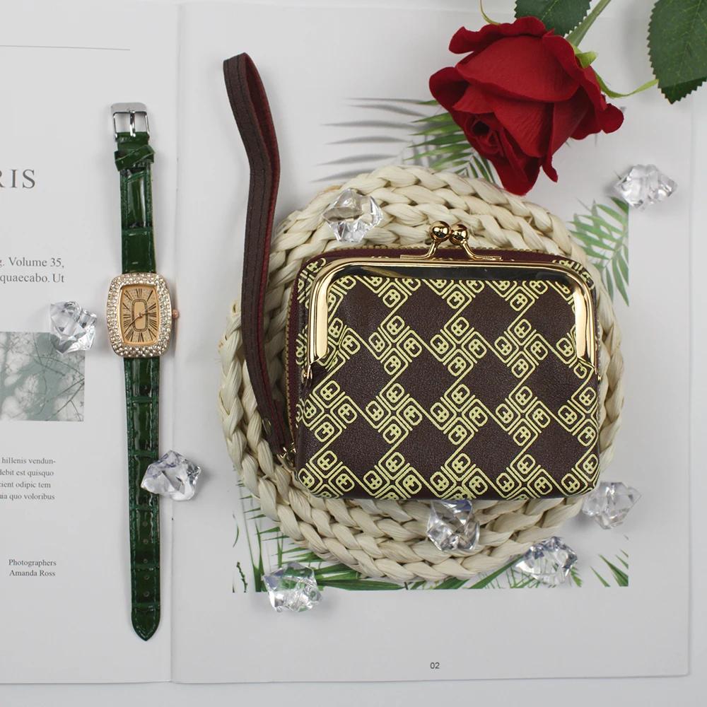 2-teiliges Set mit Automatikuhren für Damen, Geldbörse, originell, klassisch, modisch, wasserdicht, echte Quarzuhr für Büroangestellte, Geschenk