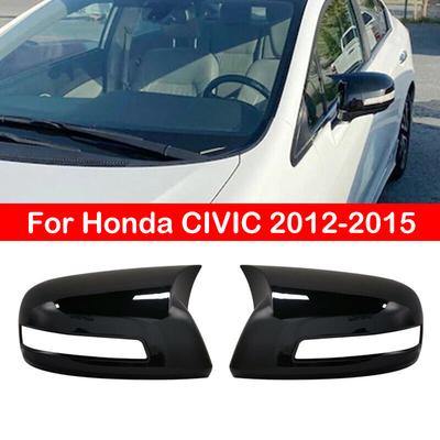 For Honda CIVIC 2012-2015 Car Rearview Side Mirror Cover Wing Cap Exterior Sticker Rear View Case Trim Carbon Fiber Style Black