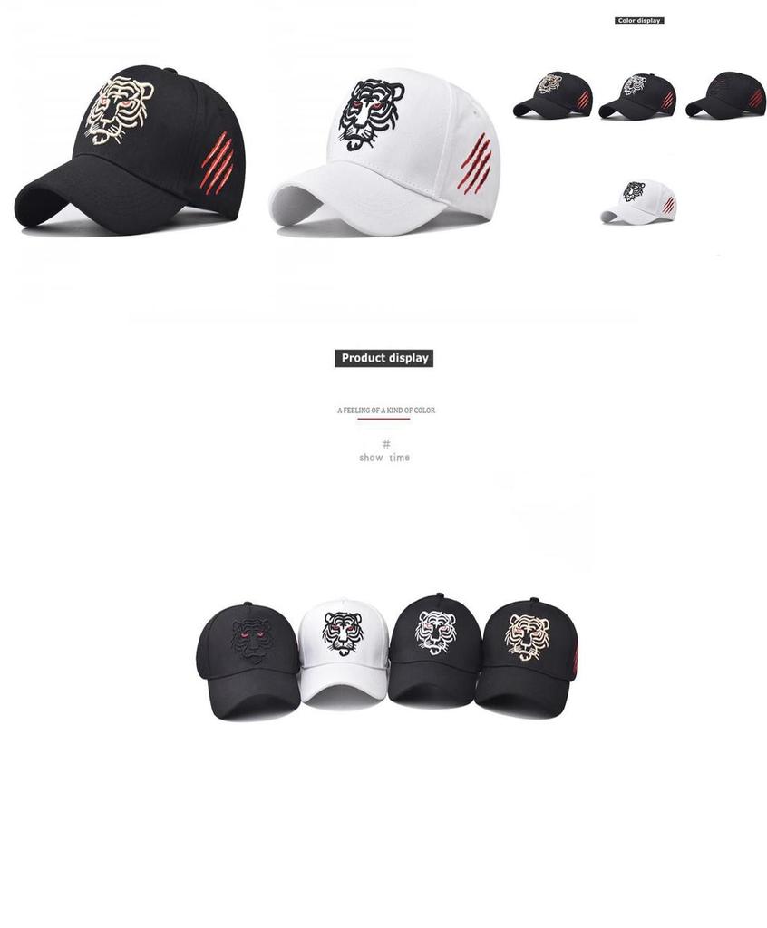 New Cross-border Tiger Head Baseball Cap With Cotton Embroidery Summer Adjustable Breathable Ins Style Hat
